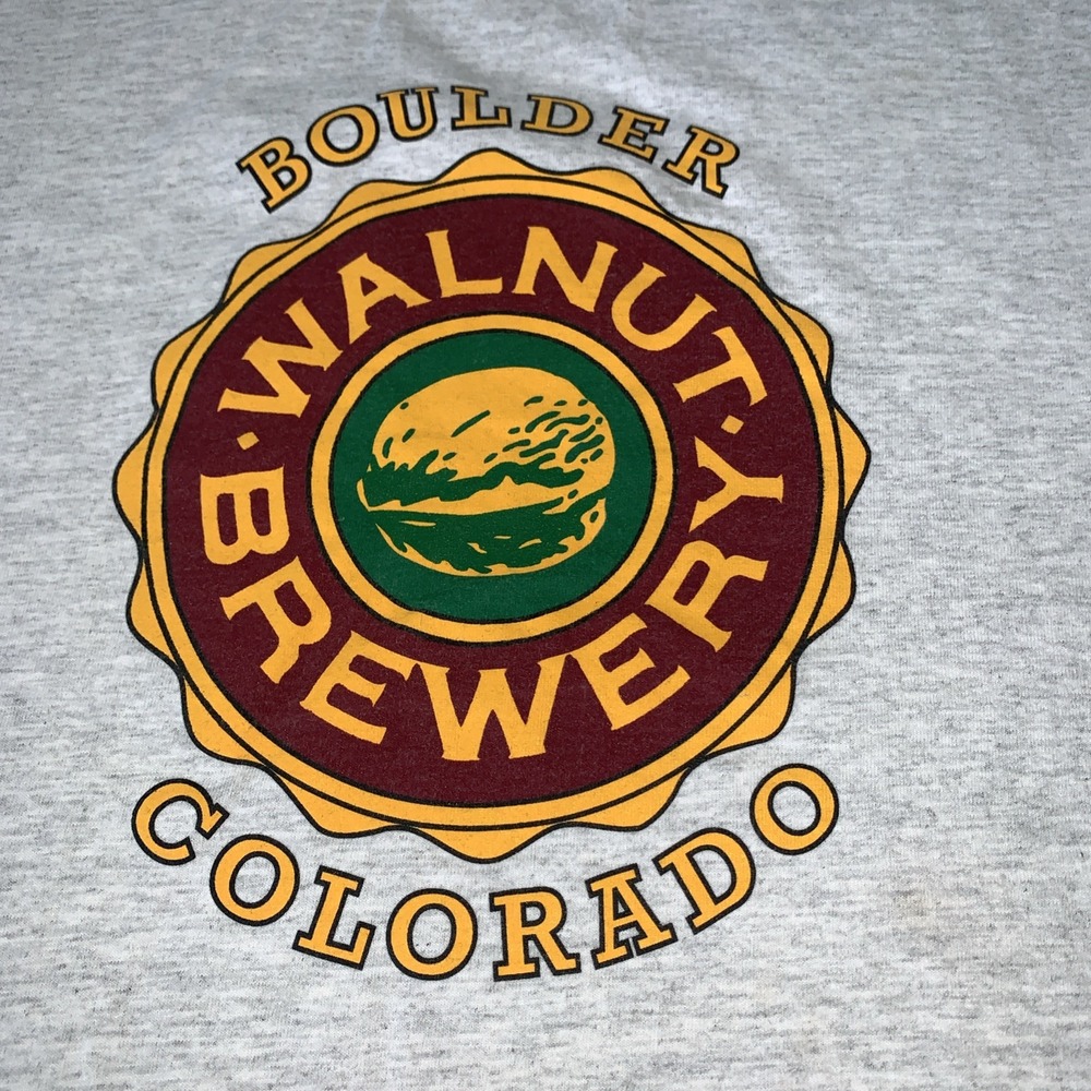 1990's Walnut Brewery Boulder Colorado XL Heather Grey T-Shirt CO Single Stitch